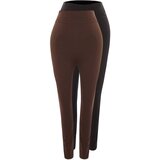Trendyol Curve Black-Brown 2-Pack Knitted Leggings cene