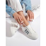 Shelvt Women's white and blue sneakers cene