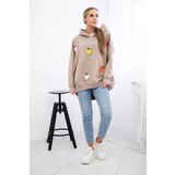 Kesi Insulated sweatshirt with strawberry motif dark beige | shoptok.hr