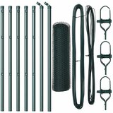 vidaXL Heksagonalna Ograja Zelena 0.5x10 m Jeklo, Ograjne Stebri 7 kosov Zelena Ø32 mm 100 cm Galvanizirano Jeklo | Shoptok.si