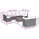  10-dijelni set vrtnih sofa od poliratana s jastucima sivi | shoptok.hr