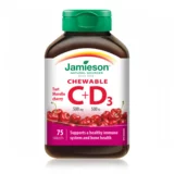 Jamieson Vitamin C+D, žvečljive tablete z naravnim okusom češnje in sladili