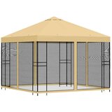  Vrtni gazebo s stranskimi stenami 3 x 3 m Krem, (5000234209) | Shoptok.si