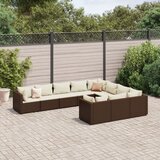 vidaXL 10-dijelni set vrtnih sofa od poliratana s jastucima smeđi | shoptok.hr