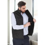 Dewberry 15240 Quilted Mens Vest with Fleece Inside-BLACK