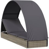 vidaXL Vrtna postelja s streho siva 211x57x140 cm poli ratan - - Siva - 17.8 - N/A - 2025--Uvoz_4 | Shoptok.si