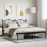 vidaXL Kovinski posteljni okvir z vzglavjem črn 160x200 cm Cene