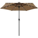 The Living Store Senčnik z LED lučkami in aluminijastim drogom 270 cm taupe - Senčnik, (21749802) | Shoptok.si