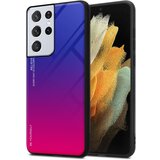 Cadorabo Ohišje, združljiv s Samsungom v vijolični - rdeči - dvobarvni zaščitni pokrov iz silikona TPU in hrbta iz kaljenega stekla, (20589667) Cene
