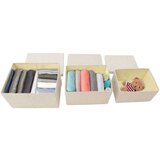  3-dijelni set složivih kutija za pohranu od tkanine krem | shoptok.hr