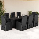 vidaXL 9-dijelni vrtni blagovaonski set s jastucima crni od poliratana | shoptok.hr