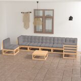 The Living Store Vrtna sedežna garnitura 8-delna z blazinami trdna borovina - Vrtna Sedežna Garnitura, (21469556) | Shoptok.si
