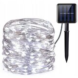 Ltc solarni led niz 100 led 10m IP65 600 mah s senzorjem svetlobe hladno bela Cene