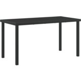 vidaXL Set vrtne jedilnice s 5 kosi in oblazinjenjem, svetlo siva, poliran ratan, Vrtna miza, črna, 140x80x73 cm, kaljeno steklo | Shoptok.si