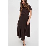 Marisse Brown Skirt With A Slit Cene