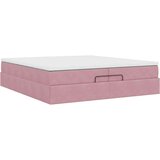  Okvir kreveta s madracima ružičasti 200x200cm baršunasti | shoptok.hr