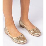 Gemre Golden women's glitter ballet flats with a bow Vellas | Shoptok.si