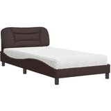  The Living Store Postelja z vzmetnico temno rjava 100x200 cm blago - Postelja, (21497829) | Shoptok.si