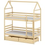 Molarem Home Drveni dječji krevet na kat Alex s ladicom - svijetlo drvo - 190x90 cm - Madrac PE pjena 8 cm-spužvasti madrac | shoptok.hr