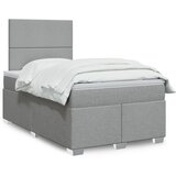 vidaXL Boxspring postelja z vzmetnico svetlo siva 120x190 cm blago | Shoptok.si
