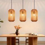 Nettlife vintage lestenec iz pletenega ratana s 3 kraki E27, boho stropna svetilka z nastavljivo višino, za spalnico ali kuhinjo, (5000491368) | Shoptok.si