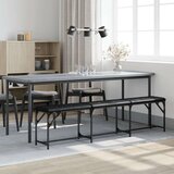  Blagovaonska klupa crna 186 x 32 x 45 cm čelik i umjetna koža | shoptok.hr