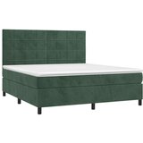  Box spring s madracem LED tamnozeleni 160x200 cm baršun | shoptok.hr