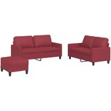  3-dijelni set sofa s jastucima boja vina od umjetne kože | shoptok.hr