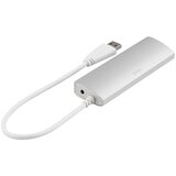 Deltaco USB 3.0 hub, 4xUSB-A ženski, aluminij, 0,3m, srebrni | Shoptok.si
