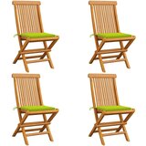 Maison Chic Vrtni stoli - Stol za vrt z živo zelenimi blazinami 4 kosi trdna tikovina JS2624, (21876365) | Shoptok.si