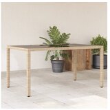 vidaXL Vrtna miza s stekleno ploščo bež 150x90x75 cm poli ratan Cene