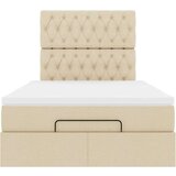 vidaXL Otomanski okvir kreveta s madraca krem 120x190 cm od tkanine | shoptok.hr
