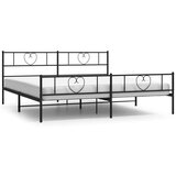 Metalni Kovinski posteljni okvir z vzglavjem in vznožjem črn 193x203 cm | Shoptok.si
