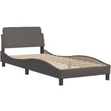 vidaXL Posteljni okvir z vzglavjem siv 90x190 cm umetno usnje | Shoptok.si