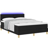 vidaXL Postelja s podstavkom z blazino & LED Črna 160x200 cm Tkanina | Shoptok.si