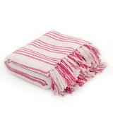 vidaXL Pamučni pokrivač na pruge 125x150 cm ružičasto bijeli | shoptok.hr