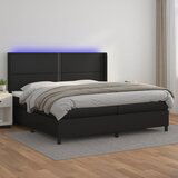 The Living Store Box spring postelja z vzmetnico LED črna 200x200cm umetno usnje - Box Spring Postelja, (21520543) Cene