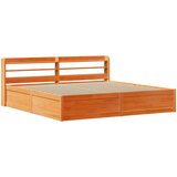 vidaXL Posteljni okvir z vzglavjem voščeno rjava 200x200 cm borovina, (21322256) | Shoptok.si