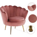 Kondela Art-deco fotelj, roza žametna tkanina/zlat krom-zlato, NOBLIN | Shoptok.si