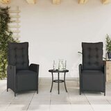  3-dijelni bistro set s jastucima crni od poliratana - Crna 1 | shoptok.hr
