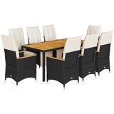  9-dijelni vrtni bistro set od poliratana s jastucima crni | shoptok.hr