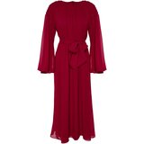 Trendyol X Kevser Sarıoğlu Fuchsia Chiffon Evening Dress With Draping Shoulder Belt and Drape | Eponuda.ba