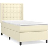 vidaXL Box spring postelja z vzmetnico krem 100x200 cm umetno usnje, (20726416) Cene