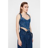 Trendyol X Sagaza Studio Navy Blue Denim Blouse | shoptok.hr