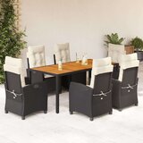 vidaXL 7-dijelni vrtni blagovaonski set s jastucima crni od poliratana | shoptok.hr
