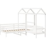  Set kreveta i klupe s krovom bez madraca bijele boje 80x200 cm | Shoptok.si
