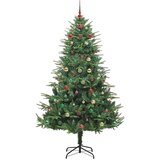 vidaXL Umjetno božićno drvce s rasvjetom i setom kuglica Zelena 210 cm | shoptok.hr