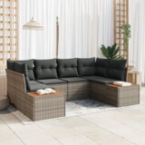 vidaXL 6-delni vrtni kavč set z blazinami siva Poly Ratan Acacia | Shoptok.si