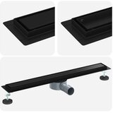 Tuš odtok 2-v-1 z 360° sifonom Črna 70 cm Nerjaveče jeklo 304 | Shoptok.si