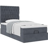 vidaXL Otomanski posteljni okvir z vzmetnicami siv 90x200cm žamet | Shoptok.si